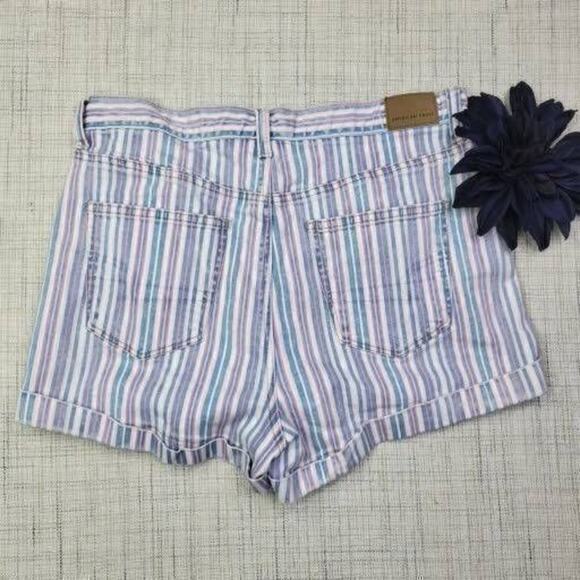 American Eagle Women’s Striped Shorts Stretch Cuffed Hem Multicolor Size 10 - Picture 6 of 6